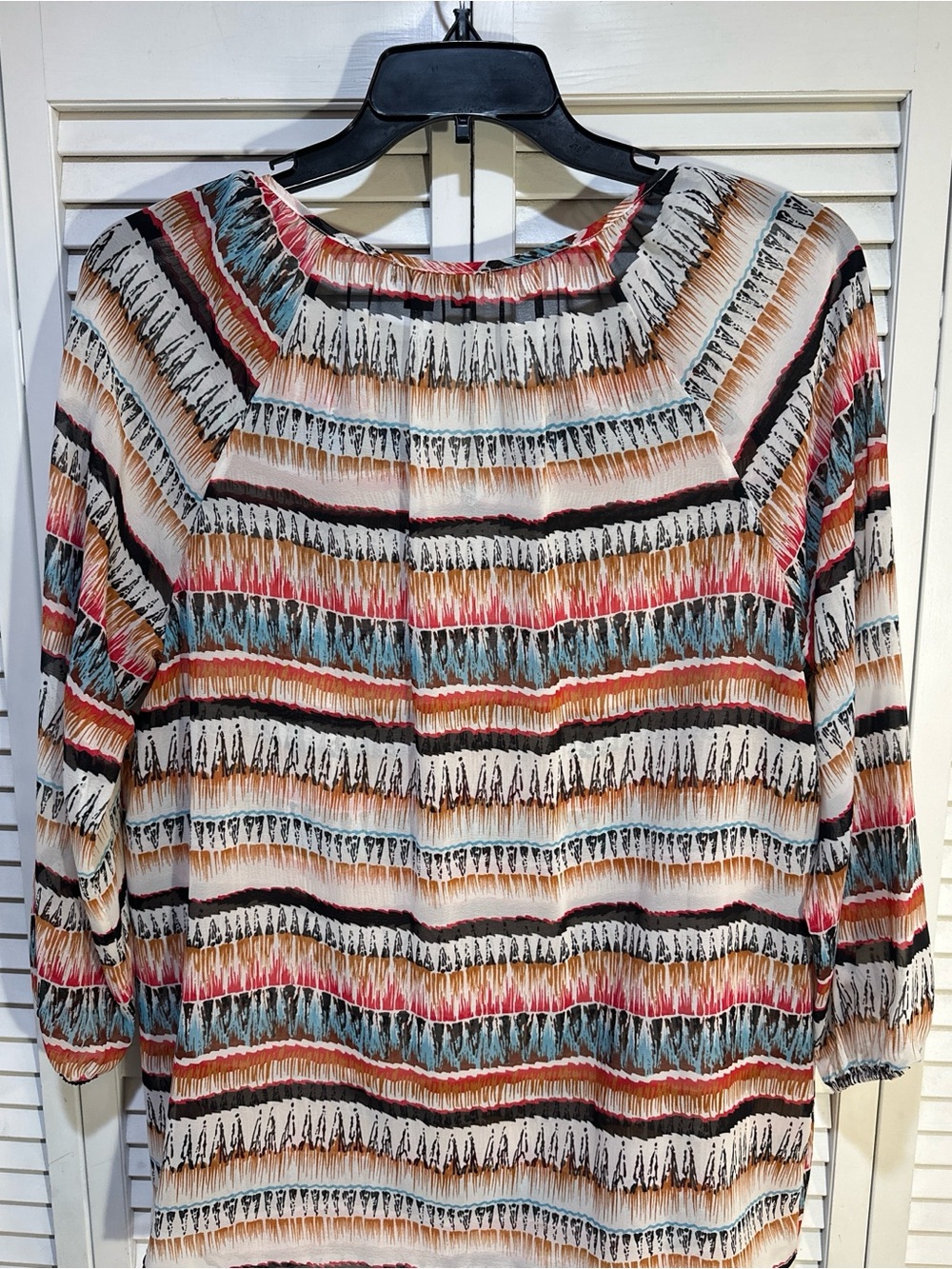Boho Aztec Stripe Tassel Peasant Tunic Top Festival Coastal Cowgirl - Picture 4 of 12